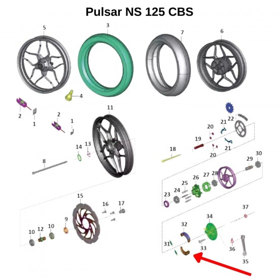 Bajaj Pulsar NS 125 ABS / CBS Arka Fren Balatası