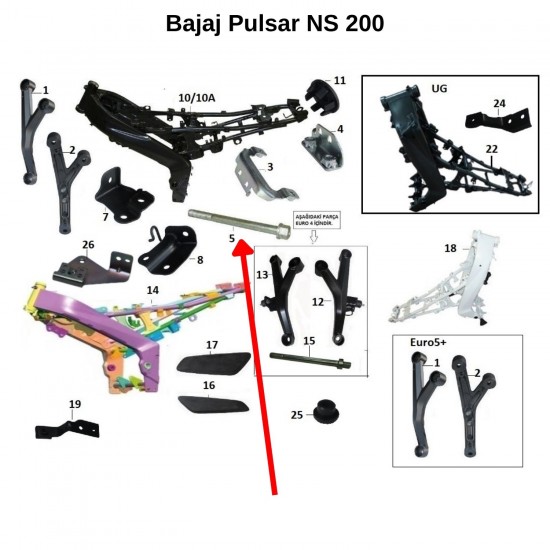 Bajaj Pulsar RS 200 / UG / NS 200 / UG / NS 160 Motor Bağlama Civatası Ön