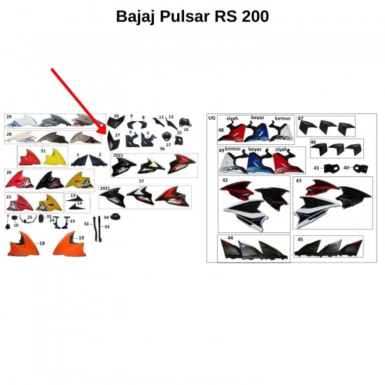 Bajaj Pulsar RS 200 Dekoratif Kapak Sol (Euro 4)