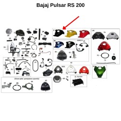 Bajaj Pulsar RS 200 Yakıt Depo Muhafaza Plastiği Üst Siyah (2015 - 2016) (Euro 3)