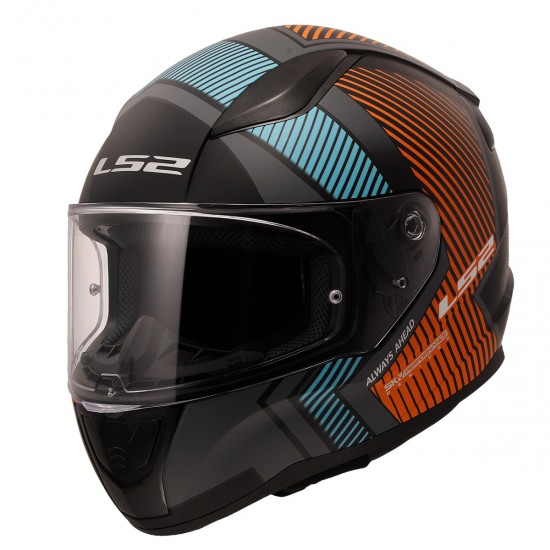 LS2 Rapid 2 Extra Kapalı Motosiklet Kaskı Mat Siyah / Gri / Turuncu / Mavi