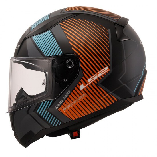 LS2 Rapid 2 Extra Kapalı Motosiklet Kaskı Mat Siyah / Gri / Turuncu / Mavi