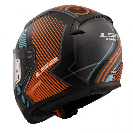 LS2 Rapid 2 Extra Kapalı Motosiklet Kaskı Mat Siyah / Gri / Turuncu / Mavi