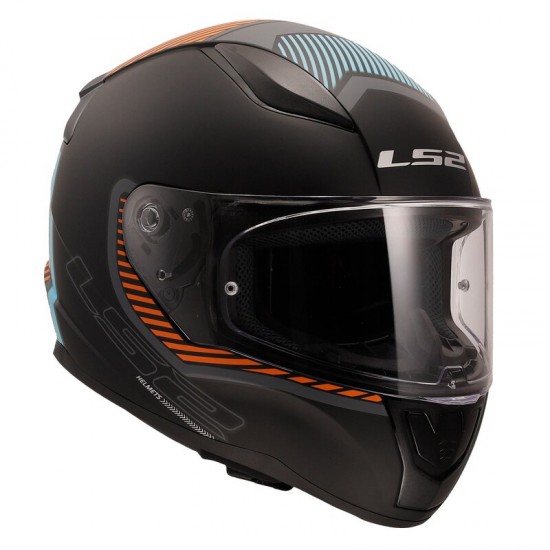 LS2 Rapid 2 Extra Kapalı Motosiklet Kaskı Mat Siyah / Gri / Turuncu / Mavi