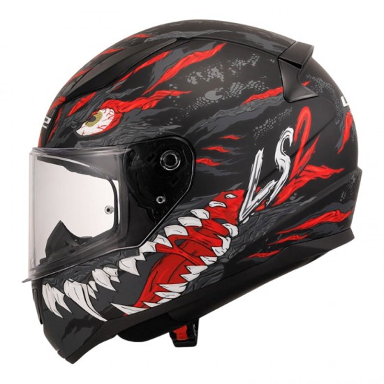 LS2 Rapid 2 Kaiju Kapalı Motosiklet Kaskı Mat Siyah / Kırmızı / Beyaz