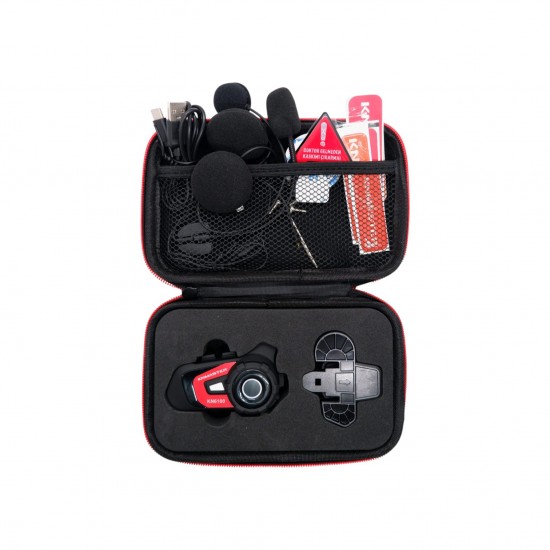 Knmaster 6100 Bluetooth İnterkom Kulaklık Seti Kırmızı