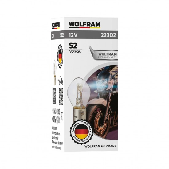 Wolfram S2 Motosiklet Halojen Far Ampulü - 12V 35/35W (Çift Soğutmalı)
